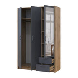 Шкаф для одежды Doros Ронди с зеркалом Дуб Артизан/Графит 3ДСП 121х52х195 DRS-011670 (80737816)