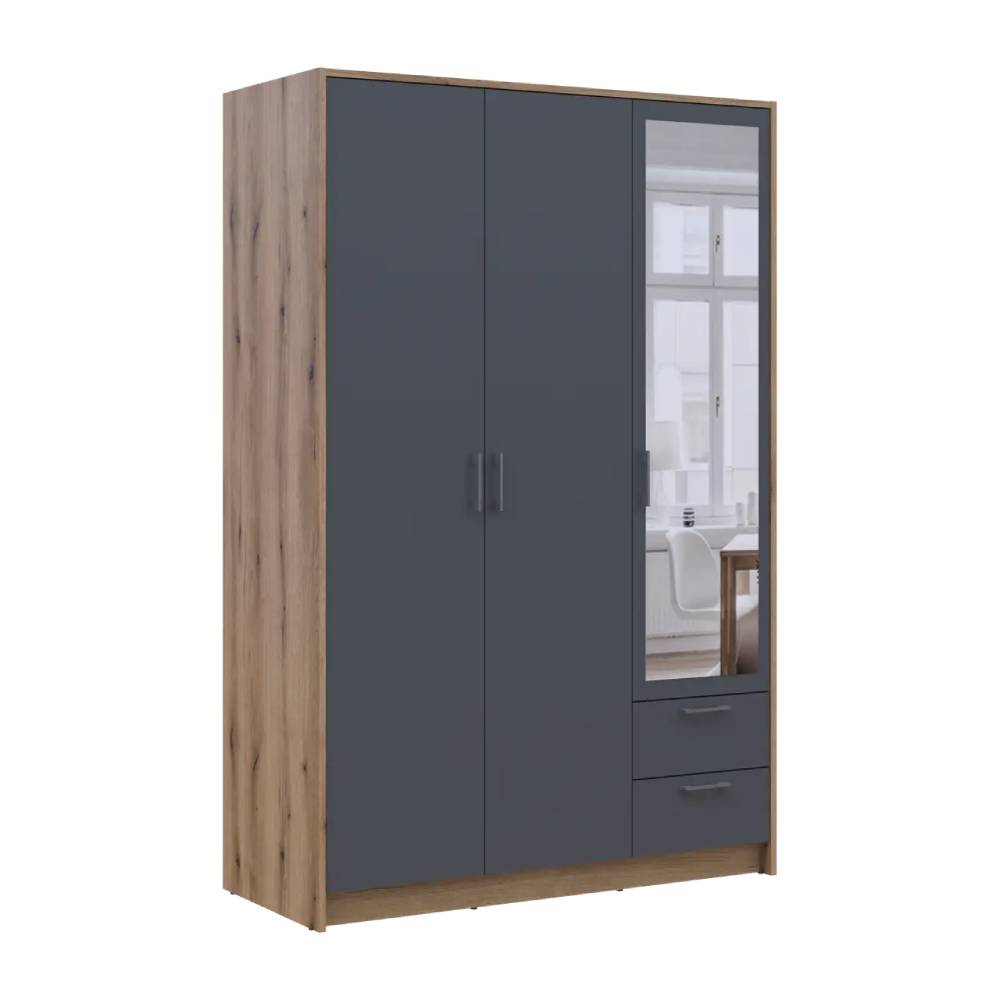 Шкаф для одежды Doros Ронди с зеркалом Дуб Артизан/Графит 3ДСП 121х52х195 DRS-011670 (80737816)