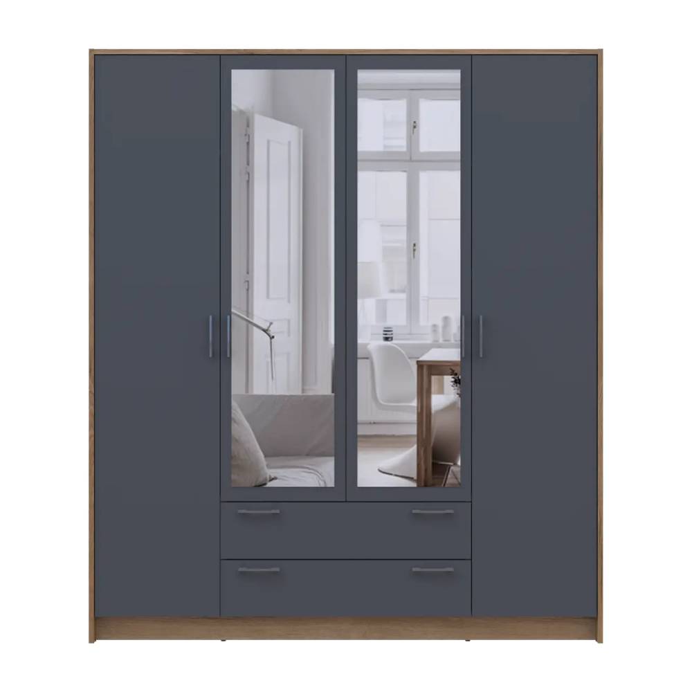 Шкаф для одежды Doros Ронди с зеркалом Дуб Артизан/Графит 4ДСП 160х52х195 DRS-011671 (80737826)