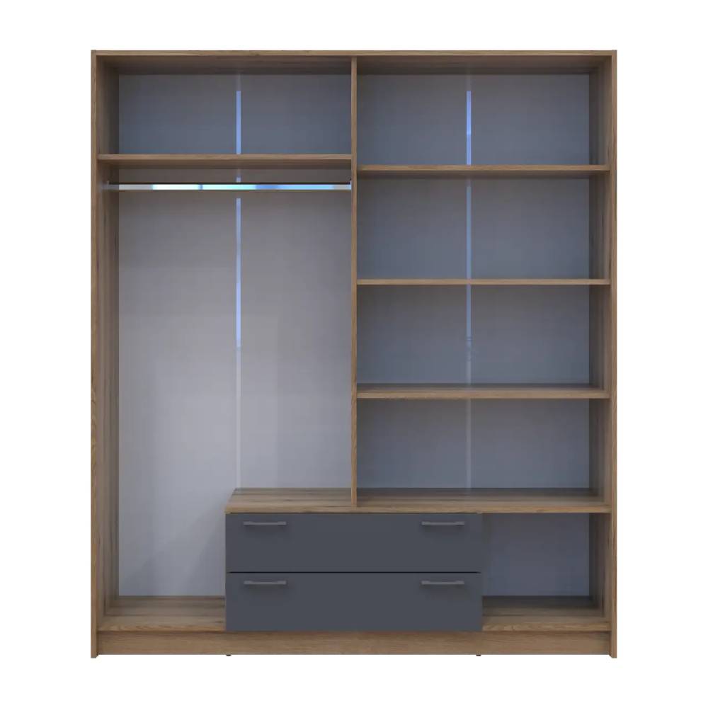 Шкаф для одежды Doros Ронди с зеркалом Дуб Артизан/Графит 4ДСП 160х52х195 DRS-011671 (80737826)