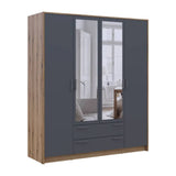 Шкаф для одежды Doros Ронди с зеркалом Дуб Артизан/Графит 4ДСП 160х52х195 DRS-011671 (80737826)