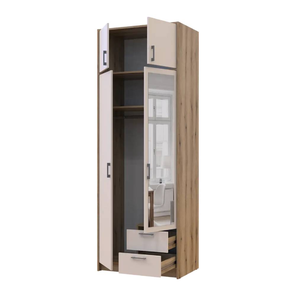 Шкаф для одежды Doros Ронди с антресолью и зеркалом Дуб Артизан/Кашемир 2ДСП 82х52х236 DRS-011678 (80737811)