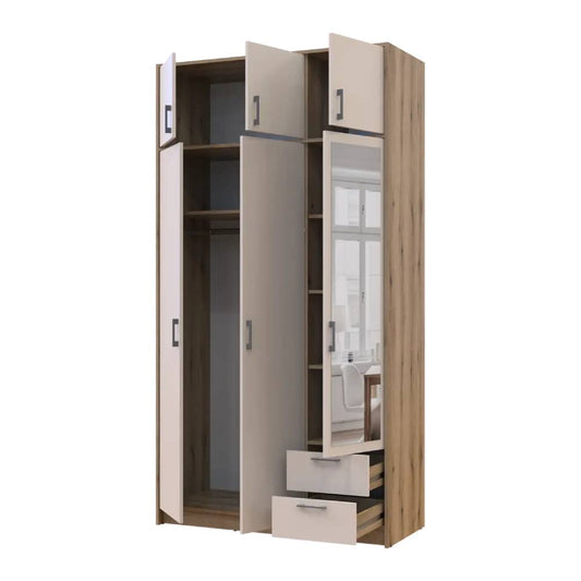 Шкаф для одежды Doros Ронди с антресолью и зеркалом Дуб Артизан/Кашемир 3ДСП 121х52х236 DRS-011679 (80737821)