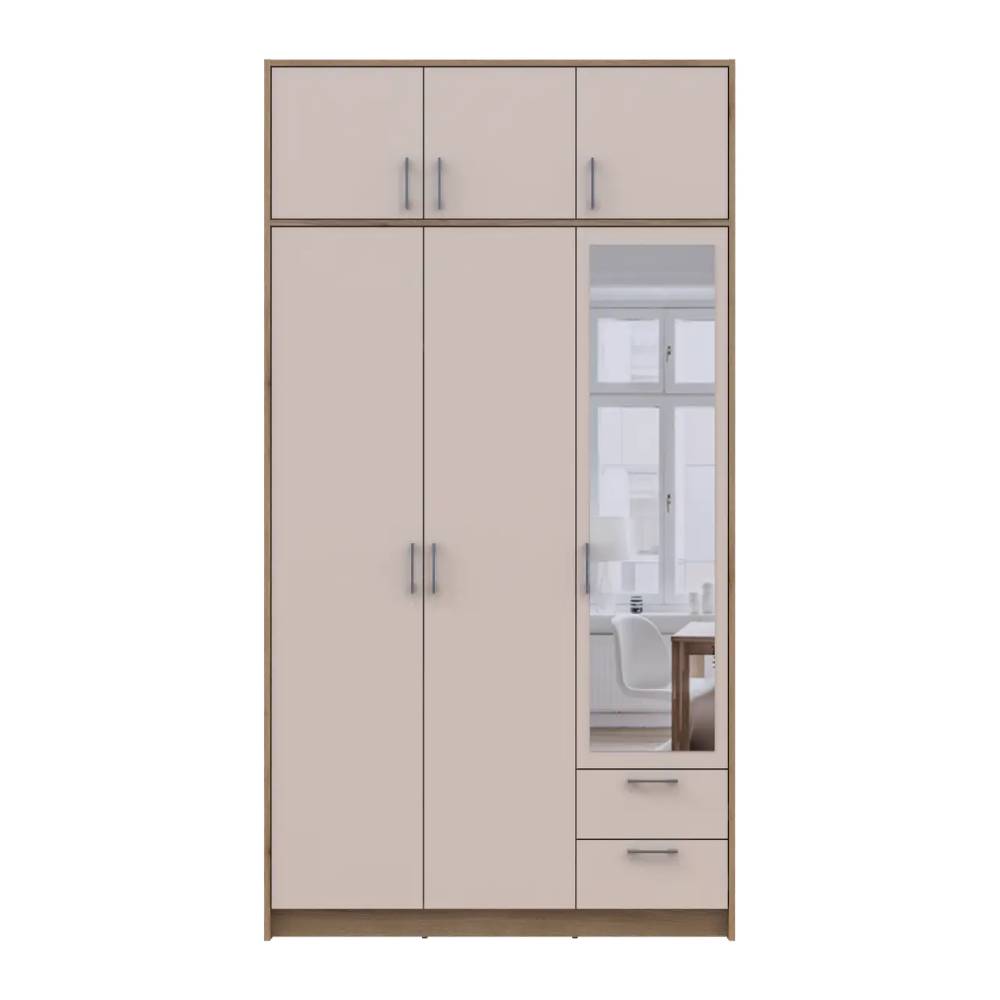 Шкаф для одежды Doros Ронди с антресолью и зеркалом Дуб Артизан/Кашемир 3ДСП 121х52х236 DRS-011679 (80737821)