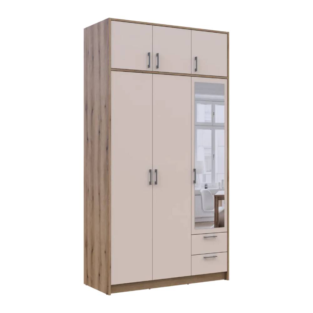 Шкаф для одежды Doros Ронди с антресолью и зеркалом Дуб Артизан/Кашемир 3ДСП 121х52х236 DRS-011679 (80737821)