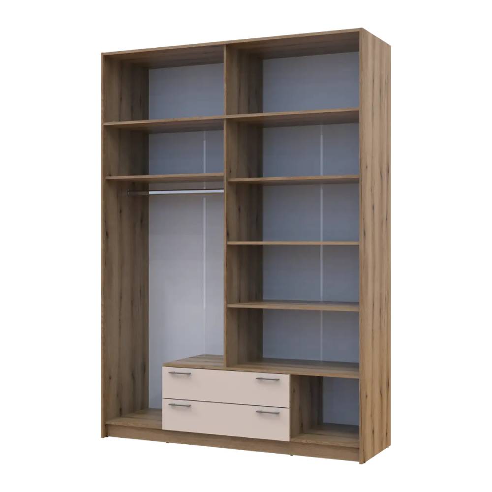 Шкаф для одежды Doros Ронди с антресолью и зеркалом Дуб Артизан/Кашемир 4ДСП 160х52х236 DRS-011680 (80737831)