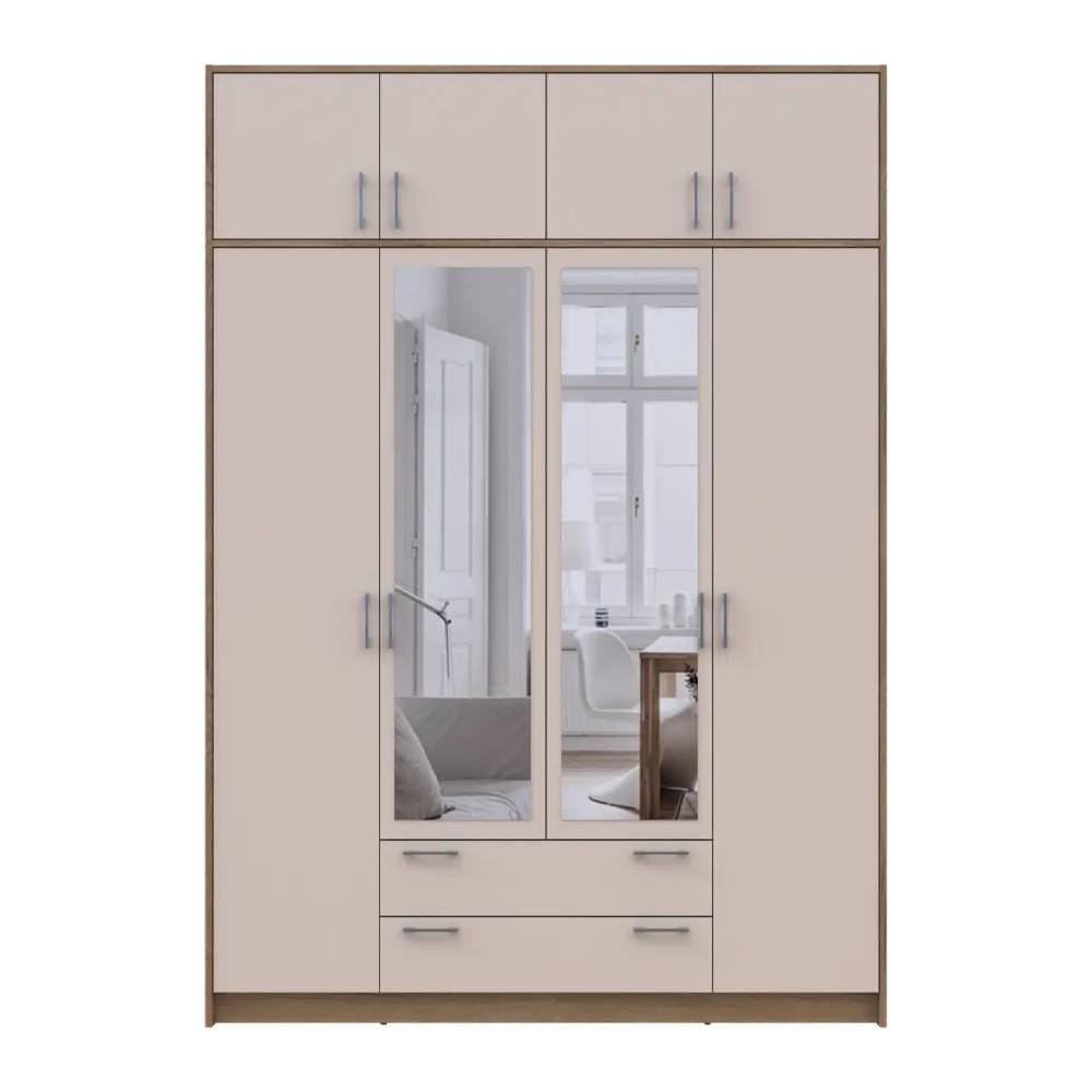 Шкаф для одежды Doros Ронди с антресолью и зеркалом Дуб Артизан/Кашемир 4ДСП 160х52х236 DRS-011680 (80737831)