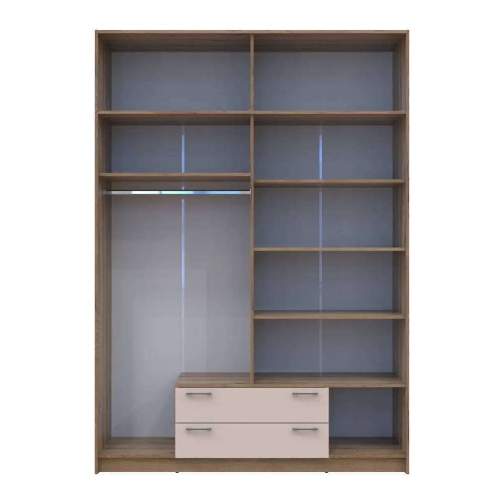 Шкаф для одежды Doros Ронди с антресолью и зеркалом Дуб Артизан/Кашемир 4ДСП 160х52х236 DRS-011680 (80737831)