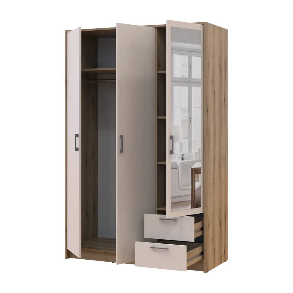 Шкаф для одежды Doros Ронди с зеркалом Дуб Артизан/Кашемир 3ДСП 121х52х195 DRS-011673 (80737817)