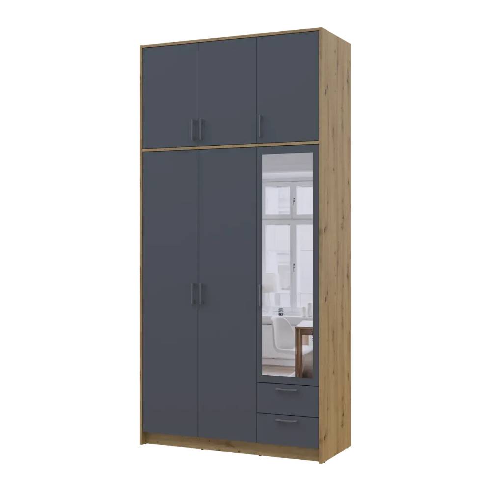 Антресоль высокая Doros Ронди Дуб Артизан/Графит 3 ДСП 121х52х65 (DRS-011906)