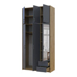 Шкаф для одежды Doros Ронди с высокой антресолью и зеркалом Дуб Артизан/Графит 3 ДСП 121х52х260 (DRS-011875)