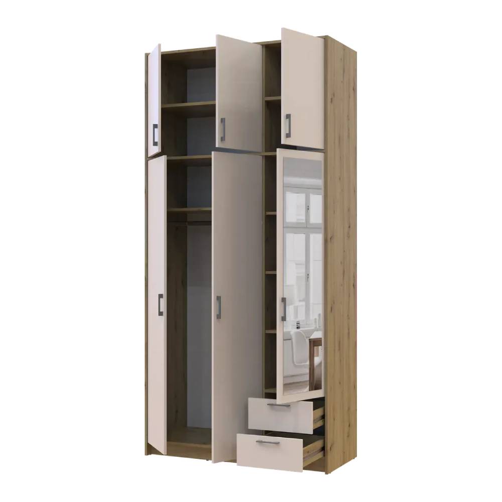 Антресоль высокая Doros Ронди Дуб Артизан/Кашемир 3 ДСП 121х52х65 (DRS-011909)