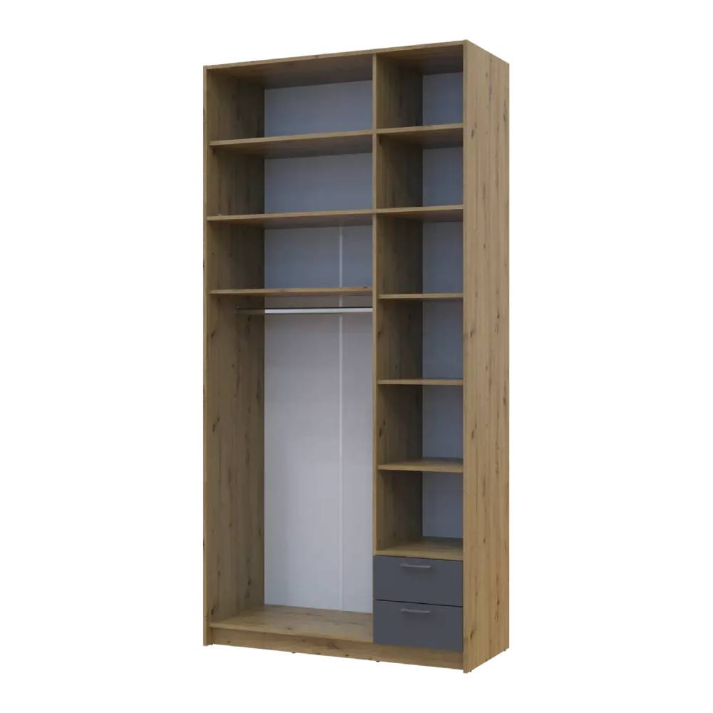 Шкаф для одежды Doros Ронди с высокой антресолью и зеркалом Дуб Артизан/Графит 3 ДСП 121х52х260 (DRS-011875)