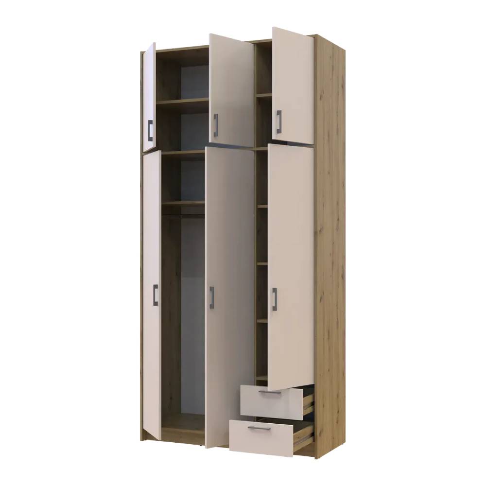 Антресоль высокая Doros Ронди Дуб Артизан/Кашемир 3 ДСП 121х52х65 (DRS-011909)