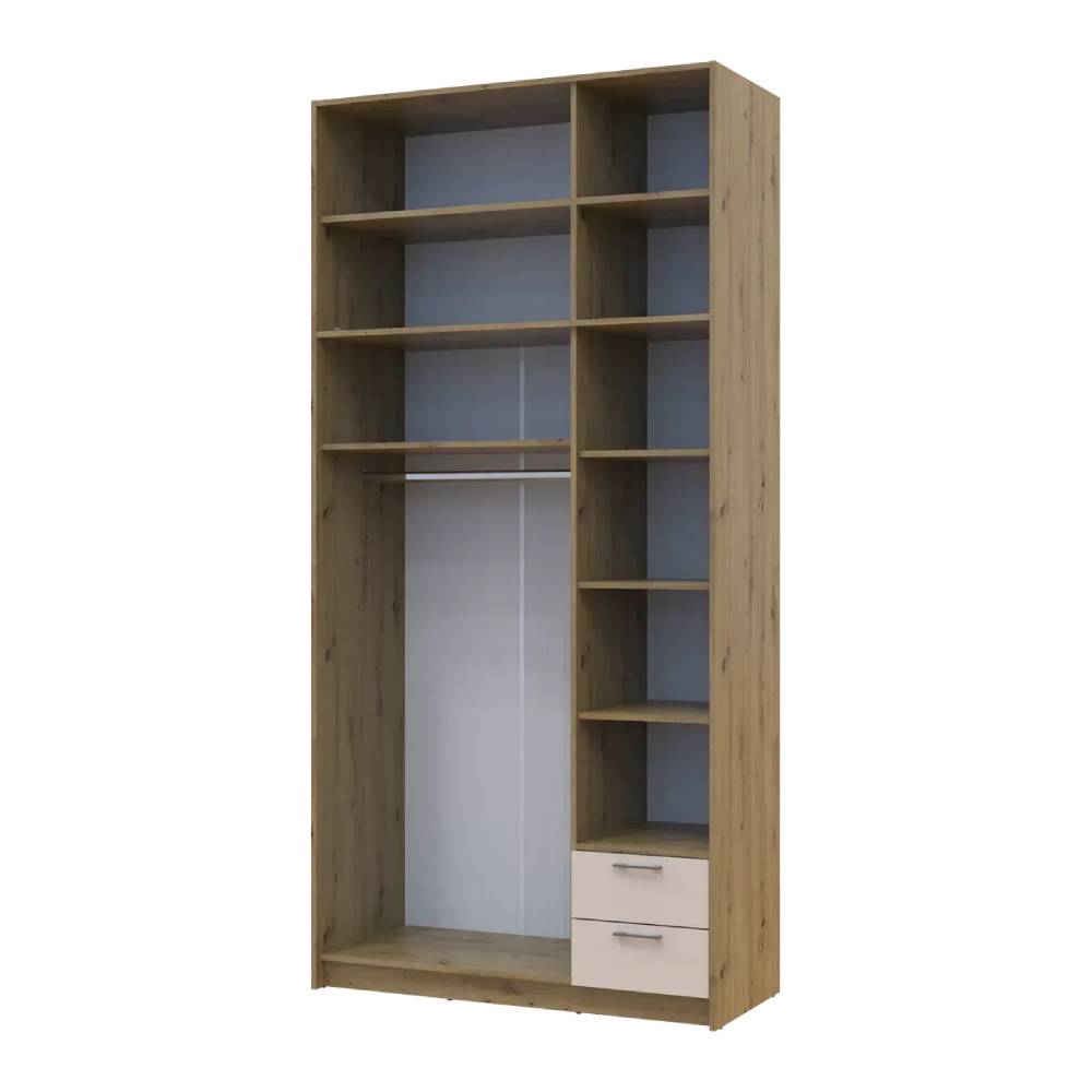 Шкаф для одежды Doros Ронди с высокой антресолью и зеркалом Дуб Артизан/Кашемир 3 ДСП 121х52х260 (DRS-011876)