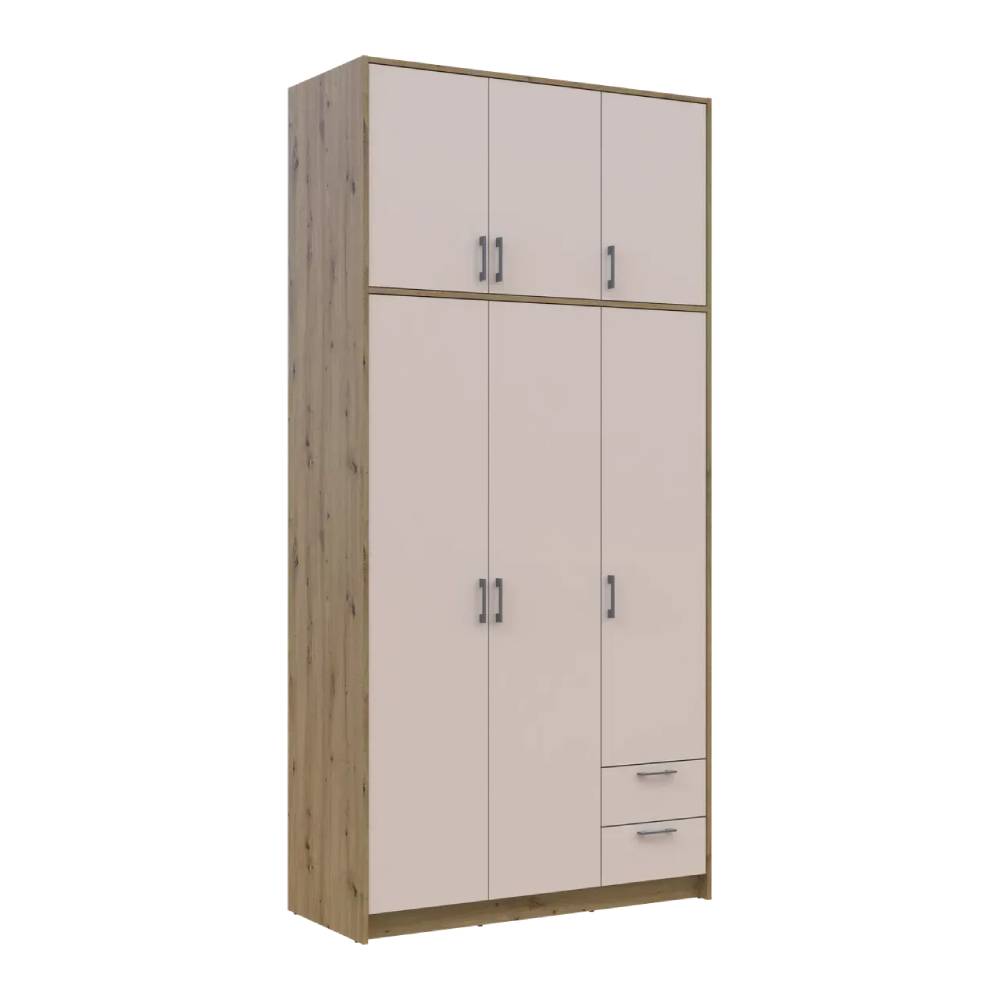 Шкаф для одежды Doros Ронди с высокой антресолью Дуб Артизан/Кашемир 3 ДСП 121х52х260 (DRS-011874)