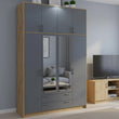 Шкаф для одежды Doros Ронди с высокой антресолью и зеркалом Дуб Артизан/Графит 4 ДСП 160х52х260 (DRS-011879)