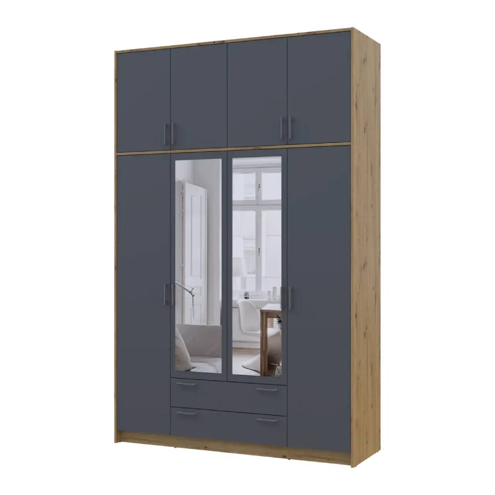 Антресоль высокая Doros Ронди Дуб Артизан/Графит 4 ДСП 160х52х65 (DRS-011907)