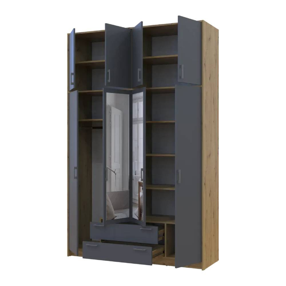 Антресоль высокая Doros Ронди Дуб Артизан/Графит 4 ДСП 160х52х65 (DRS-011907)