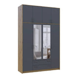 Шкаф для одежды Doros Ронди с высокой антресолью и зеркалом Дуб Артизан/Графит 4 ДСП 160х52х260 (DRS-011879)