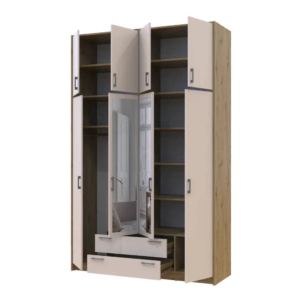 Антресоль высокая Doros Ронди Дуб Артизан/Кашемир 4 ДСП 160х52х65 (DRS-011910)