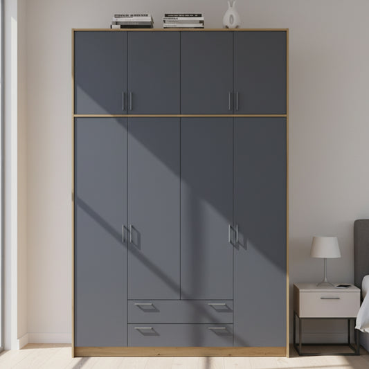 Шкаф для одежды Doros Ронди с высокой антресолью Дуб Артизан/Графит 4 ДСП 160х52х260 (DRS-011877)