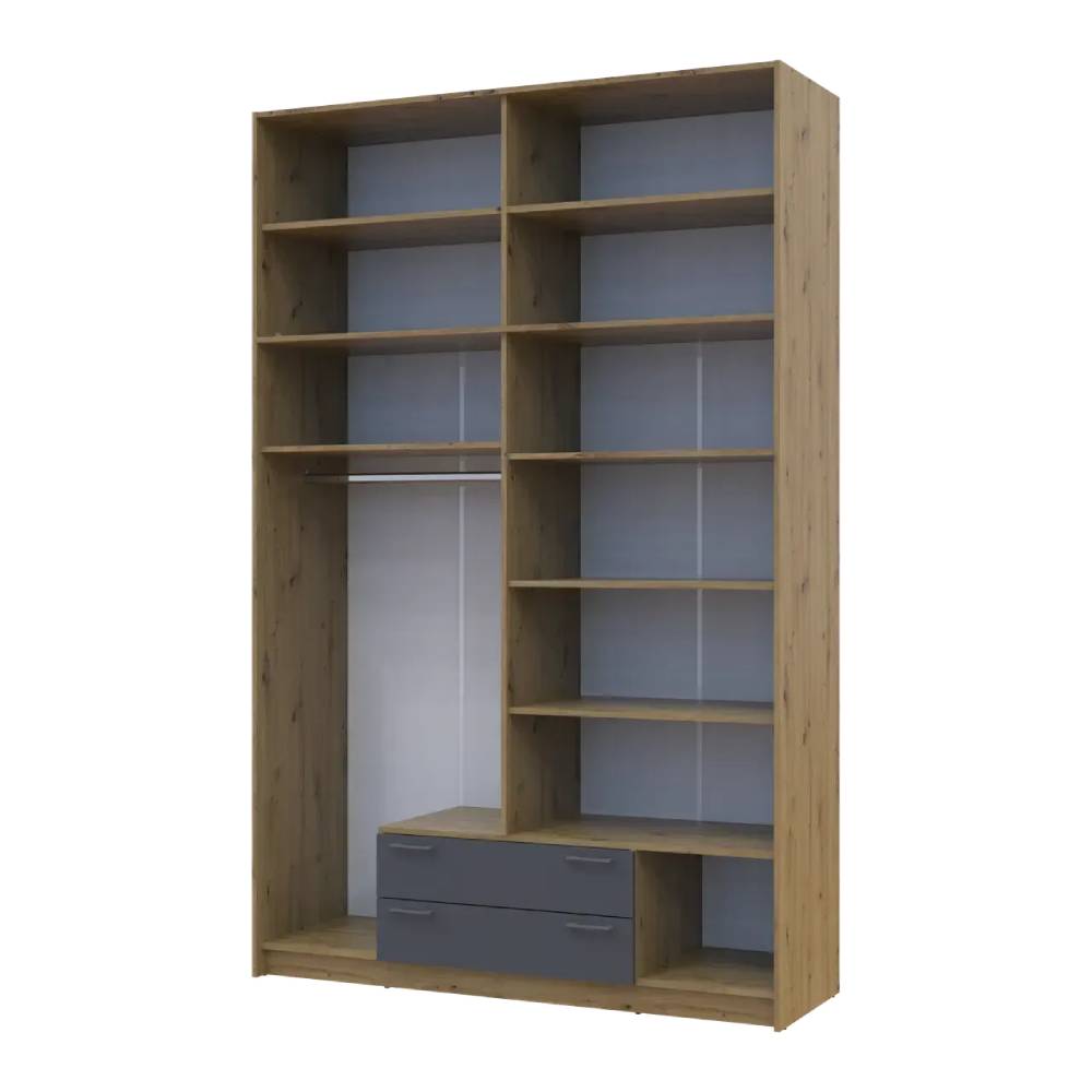 Шкаф для одежды Doros Ронди с высокой антресолью и зеркалом Дуб Артизан/Графит 4 ДСП 160х52х260 (DRS-011879)