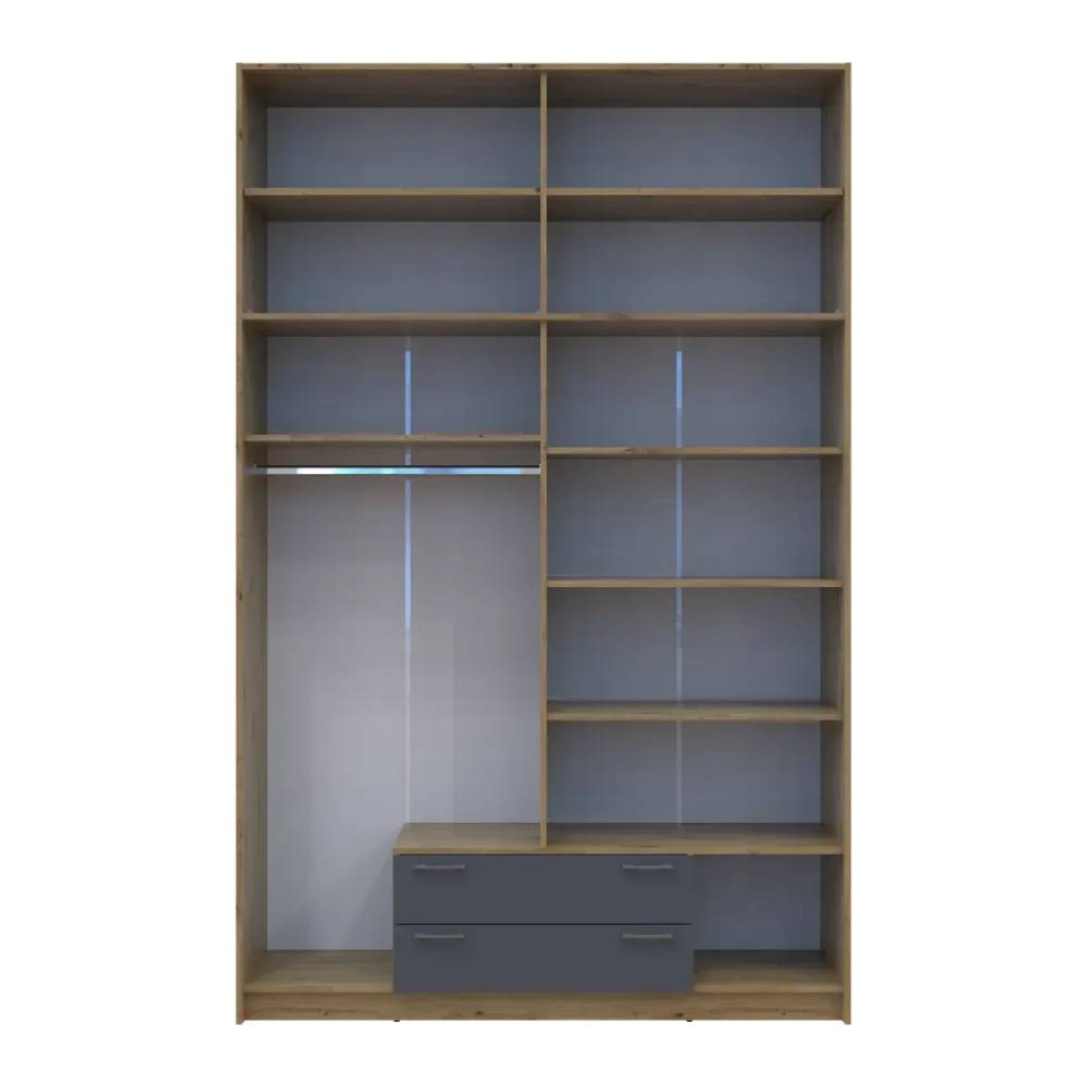 Шкаф для одежды Doros Ронди с высокой антресолью и зеркалом Дуб Артизан/Графит 4 ДСП 160х52х260 (DRS-011879)