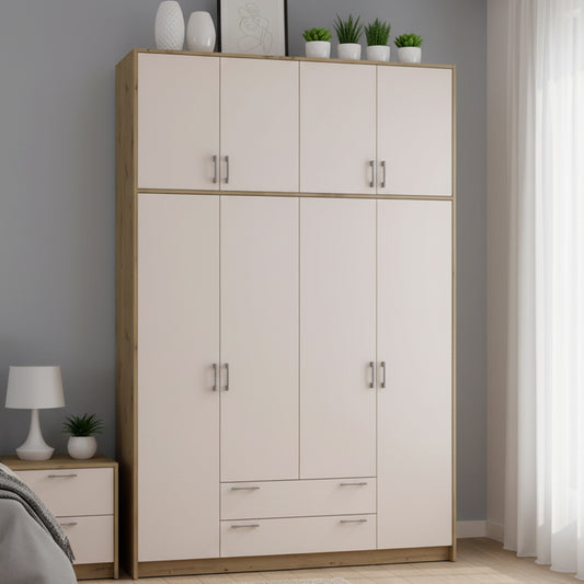 Шкаф для одежды Doros Ронди с высокой антресолью Дуб Артизан/Кашемир 4 ДСП 160х52х260 (DRS-011878)