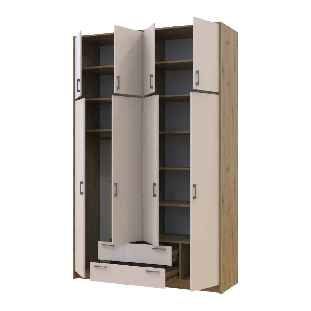 Антресоль высокая Doros Ронди Дуб Артизан/Кашемир 4 ДСП 160х52х65 (DRS-011910)