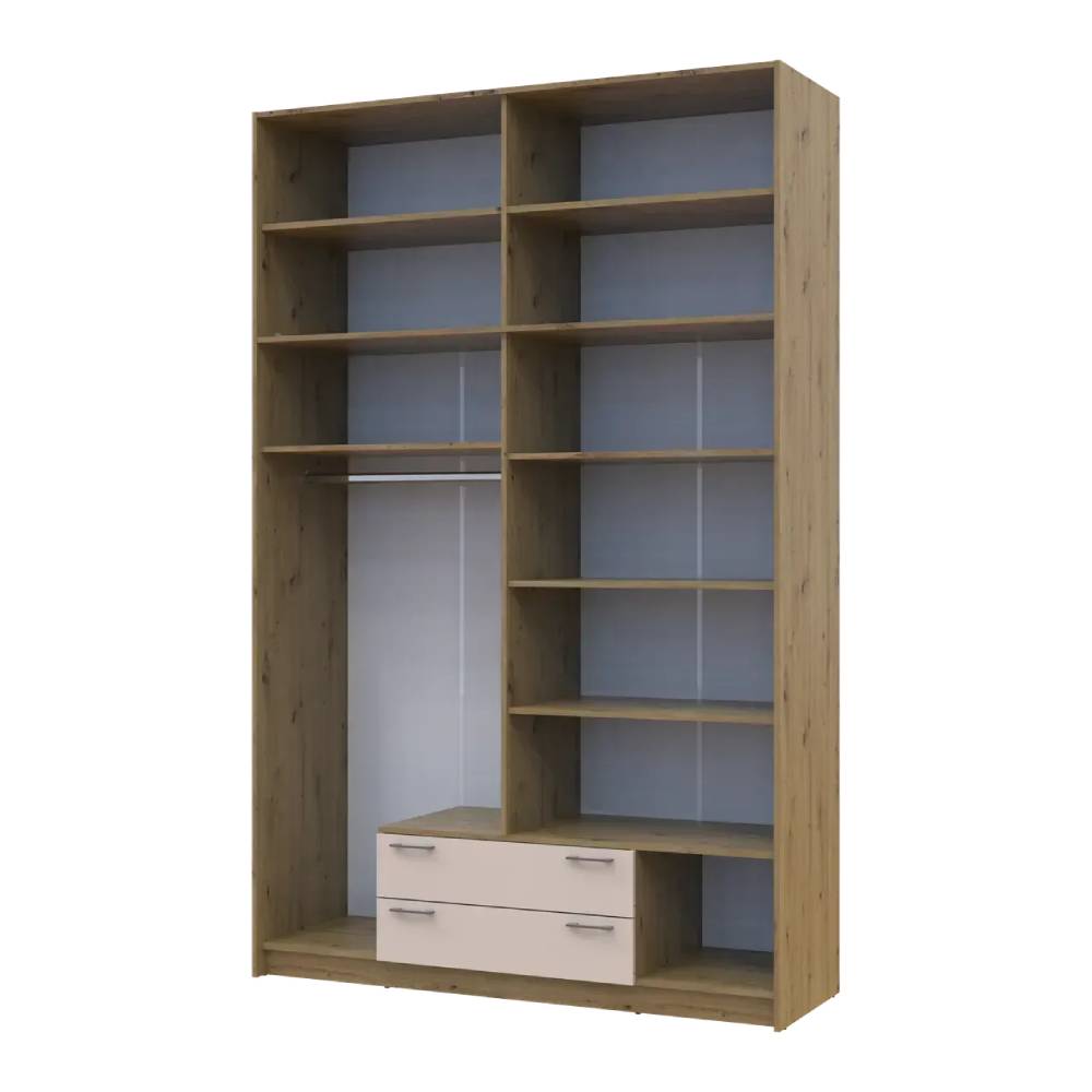 Шкаф для одежды Doros Ронди с высокой антресолью и зеркалом Дуб Артизан/Кашемир 4 ДСП 160х52х260 (DRS-011880)