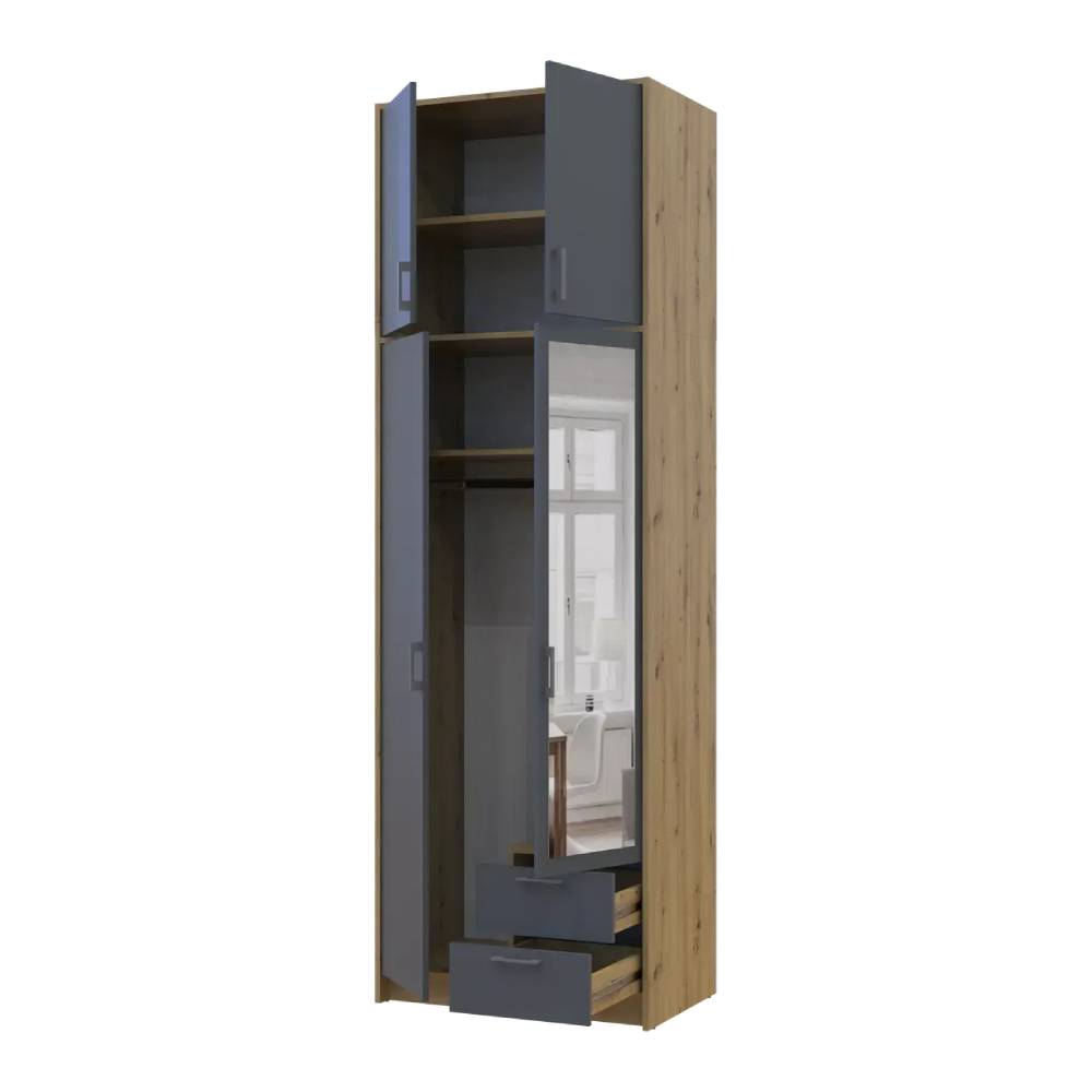 Антресоль высокая Doros Ронди Дуб Артизан/Графит 2 ДСП 82х52х65 (DRS-011905)