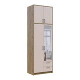 Шкаф для одежды Doros Ронди с высокой антресолью и зеркалом Дуб Артизан/Кашемир 2 ДСП 82х52х260 (DRS-011872)