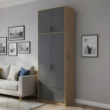 Шкаф для одежды Doros Ронди с высокой антресолью Дуб Артизан/Графит 2 ДСП 82х52х260 (DRS-011870)