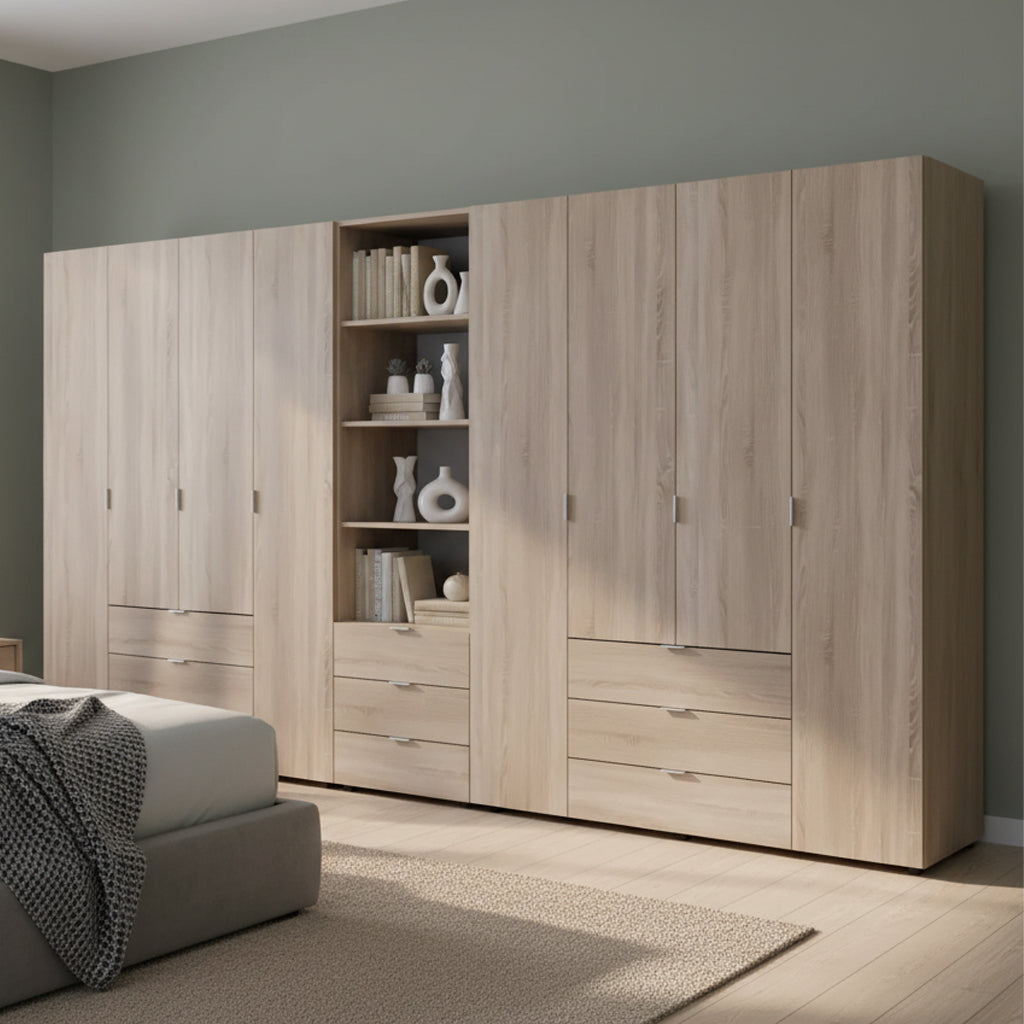 Шкаф для одежды Гелар Doros Дуб сонома 4+4ДСП с пеналом 370х49.5х203.4 (DRS-011933)