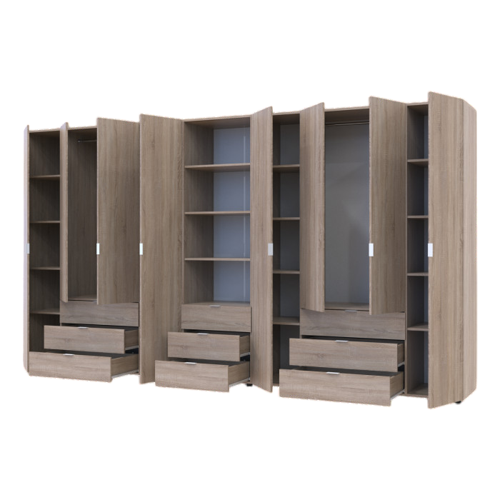 Шкаф для одежды Гелар Doros Дуб сонома 4+4ДСП с пеналом 370х49.5х203.4 (DRS-011933)