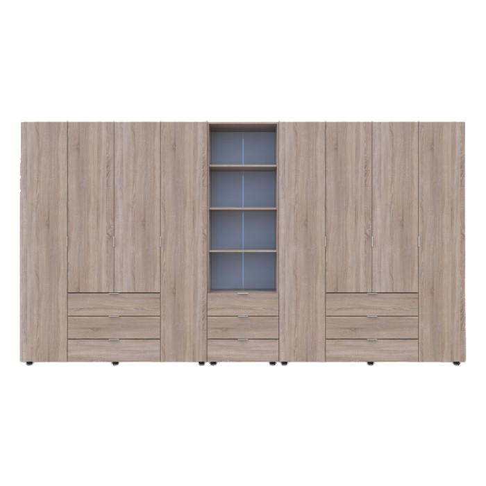 Шкаф для одежды Гелар Doros Дуб сонома 4+4ДСП с пеналом 370х49.5х203.4 (DRS-011933)