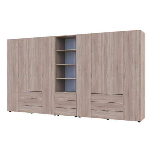 Шкаф для одежды Гелар Doros Дуб сонома 4+4ДСП с пеналом 370х49.5х203.4 (DRS-011933)