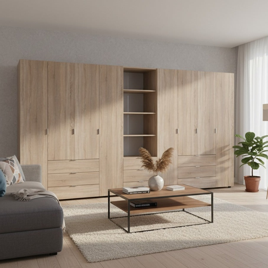 Шкаф для одежды Гелар Doros Дуб сонома 4+4ДСП с пеналом 370х49.5х203.4 (DRS-011933)