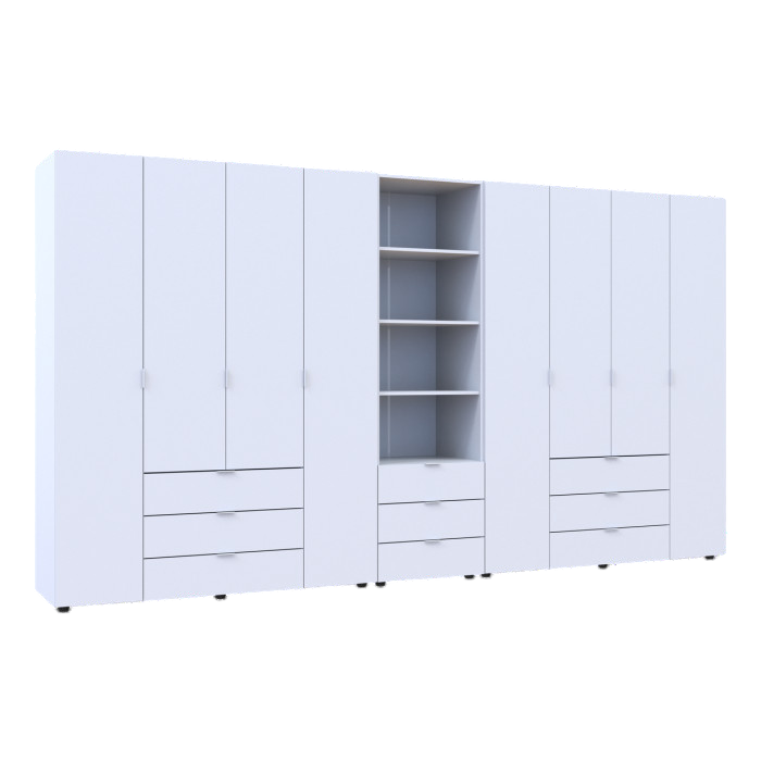 Шкаф для одежды Doros Гелар Белый 4+4ДСП с пеналом 370х49.5х203.4 (DRS-011931)