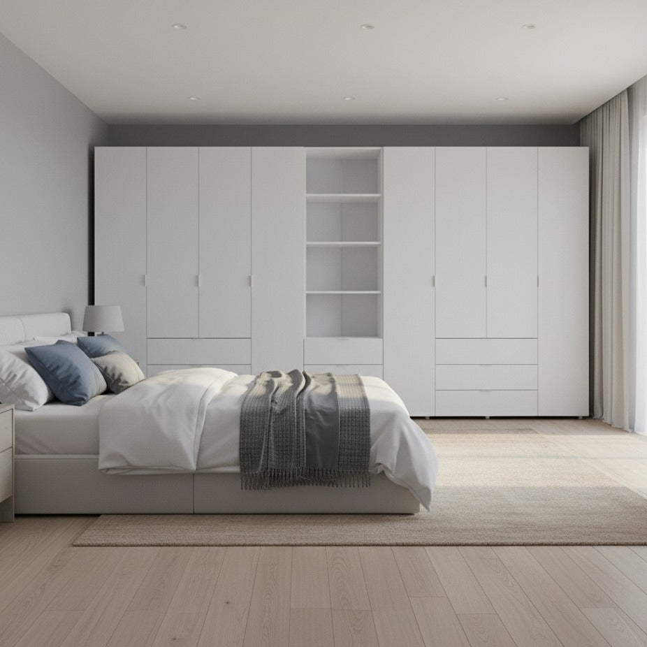 Шкаф для одежды Doros Гелар Белый 4+4ДСП с пеналом 370х49.5х203.4 (DRS-011931)