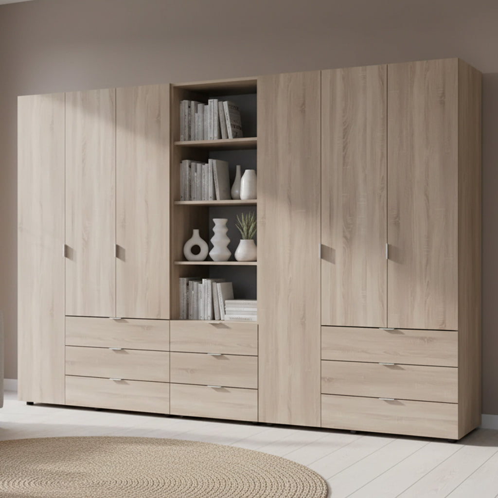 Шкаф для одежды Doros Гелар Дуб сонома 3+3ДСП с пеналом 292.4х49.5х203.4 (DRS-011925)