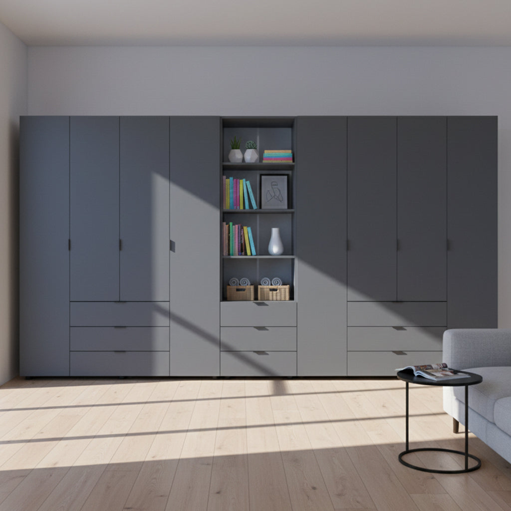 Шкаф для одежды Doros Гелар Графит 4+4ДСП с пеналом 370х49.5х203.4 (DRS-011932)