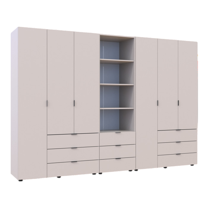 Шкаф для одежды Doros Гелар Кашемир 3+3ДСП с пеналом 292.4х49.5х203.4 (DRS-011926)