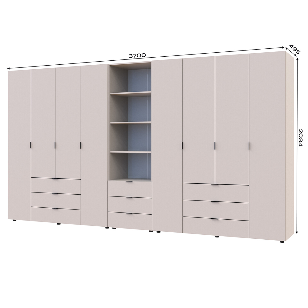 Шкаф для одежды Doros Гелар Белый 4+4ДСП с пеналом 370х49.5х203.4 (DRS-011931)