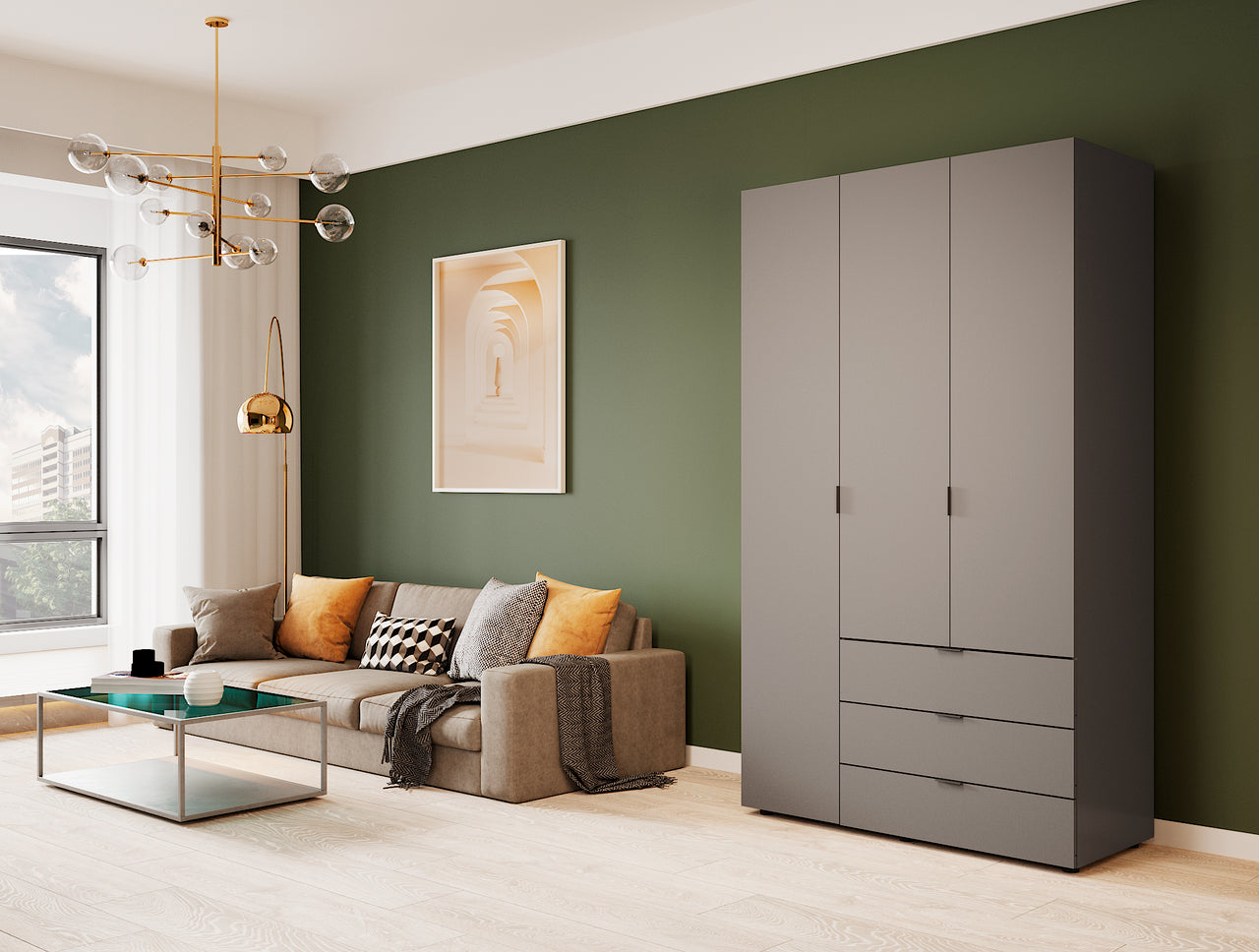 Шкаф распашной для одежды Doros Гелар 116,2х49,5х203,4 см Графит (DRS-011108)