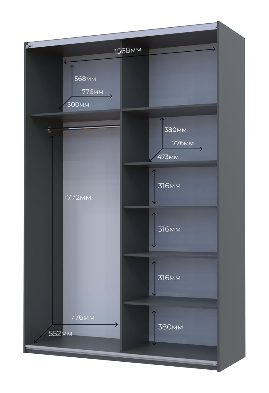 Шкаф-купе двухдверный Doros G-Caiser 160х60х240 см Графит/2 Зеркала (DRS-011028)