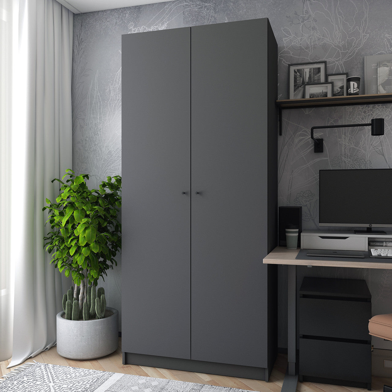 Шкаф распашной для одежды Doros Промо 90х48х204 см Графит (DRS-011199)