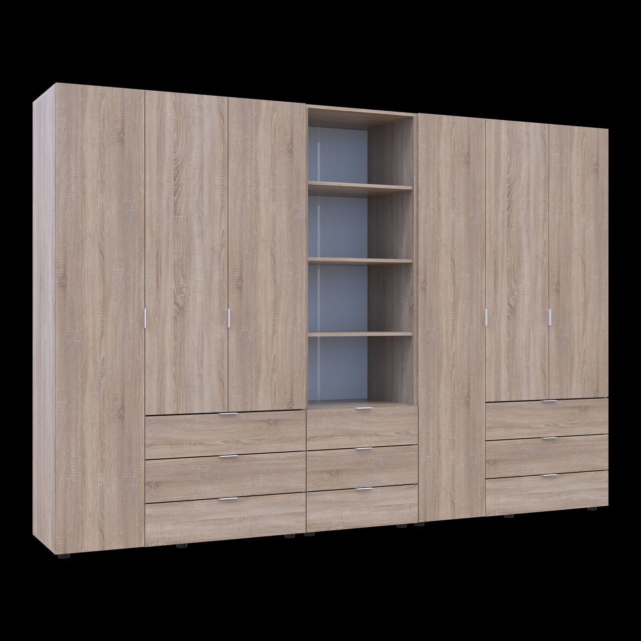 Шкаф для одежды Doros Гелар Дуб сонома 3+3ДСП с пеналом 292.4х49.5х203.4 (DRS-011925)