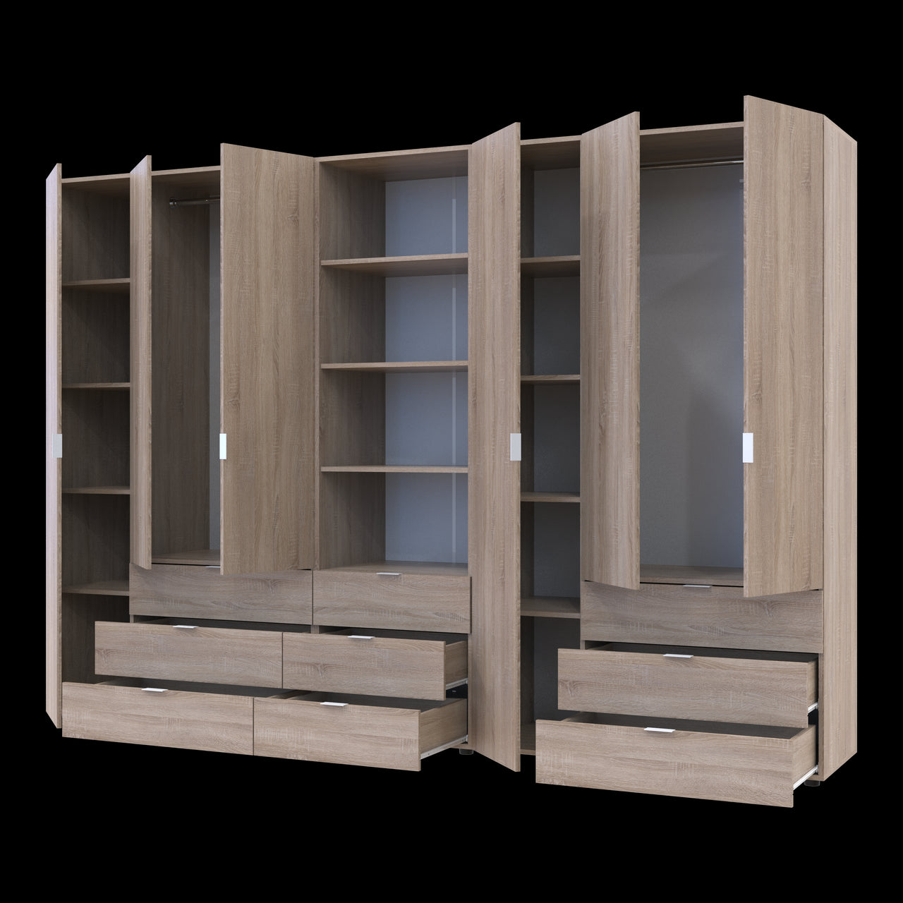 Шкаф для одежды Doros Гелар Дуб сонома 3+3ДСП с пеналом 292.4х49.5х203.4 (DRS-011925)